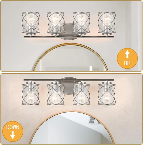 Vista 3 de mavcadonf Accesorios de Iluminación de Tocador de Baño Sobre Espejo, Lámpara de Pared Moderna de 4 Luces para Espejo, Cocina, Sala de Estar