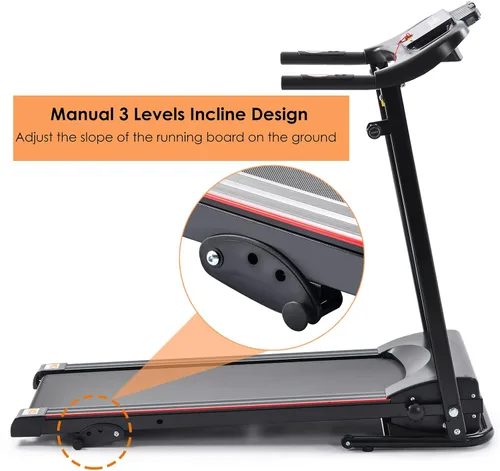 Vista 4 de Caminadora eléctrica plegable para el hogar, máquina de correr inclinada manual de 2.5 HP, 12 programas preestablecidos, pantalla LCD de 5