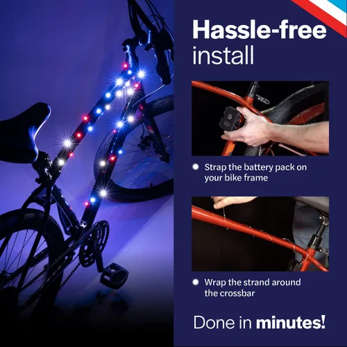 Vista 6 de Brightz CosmicBrightz - Cuerda de luz LED para marco de bicicleta, cuerda de 6.5 pies, funciona con pilas con interruptor de encendido/apagado