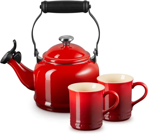 Vista 12 de Le Creuset Juego de 2 tazas esmaltadas en acero con acabados metálicos y cerámica, 1.25 cuartos de galón de agua y (2) tazas de 14 onzas, Artichaut