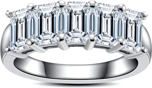 Vista 12 de Moissanite Eternity Rings, S925 Sterling Silver Anniversary Band for Women Plateado