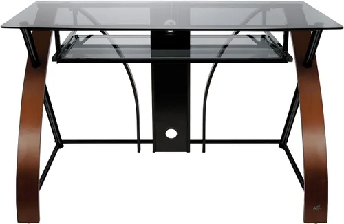 Vista 5 de BellO Escritorio para computadora con parte superior curva de vidrio – color espresso vibrante, Espresso