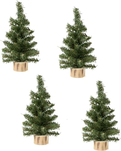 Vista 7 de 2 pequeños árboles de Navidad artificiales de pino canadiense - Mini pinos 10.0 in