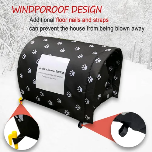 Vista 2 de Refugio para Gatos Tamaño L Grande para 3 Gatos Adultos al Aire Libre, Casa para Gatos Ferales para Invierno, Impermeable y Cálida Casa para Gatos