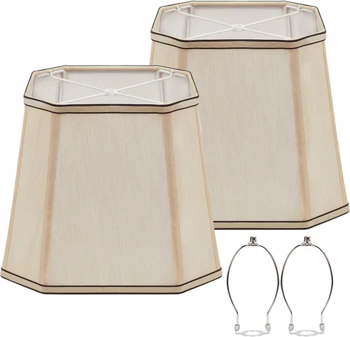 Vista 11 de Juego de 2 pantallas medianas para lámparas de mesa/de pie, pantallas de tambor de tela altas y medianas, 13" superior x 11" inferior x 10