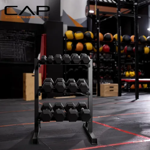 Vista 5 de CAP 280 LB, 550 LB, 1200 LB Dumbbell Set with Horizontal 2-3 Tier Rack, Rubber Hex Free Weights, Home Gym Weight Set for Strength Training
