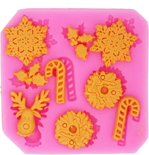 Vista 3 de Christmas Love Peach Theme - Molde de silicona para pastel y fondant, para gomitas, azúcar, chocolate y magdalenas F533-F534-F535