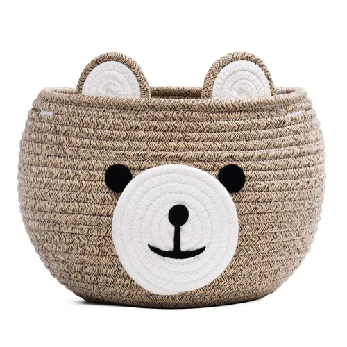 Vista 17 de CherryNow Cesta de cuerda tejida, cestas de oso para regalos vacías, cesta de almacenamiento grande para sala de estar, guardería, cestas
