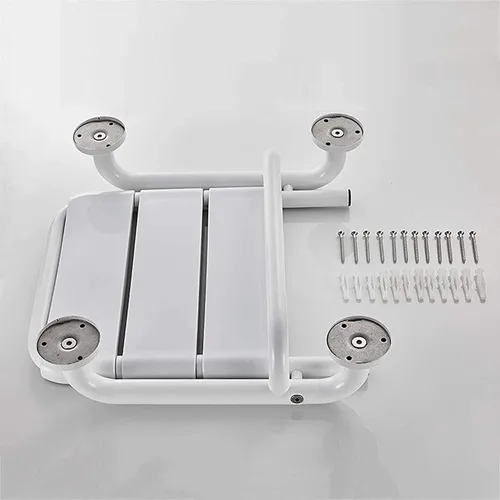 Vista 5 de Silla de ducha para ducha interior, asiento de ducha plegable para ancianos, silla de ducha montada en la pared con pierna ajustable, capacidad