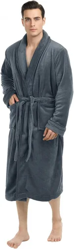 Vista 10 de NY Threads - Bata de baño de lujo en polar suave para hombre, bata de spa para hombre Negro