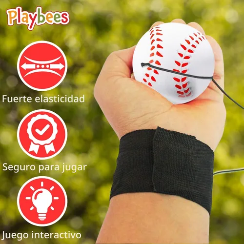 Vista 4 de Playbees Pelotas de béisbol de práctica reactiva (paquete de 3) - Entrenador personal de retorno de muñeca para práctica de lanzamiento y captura