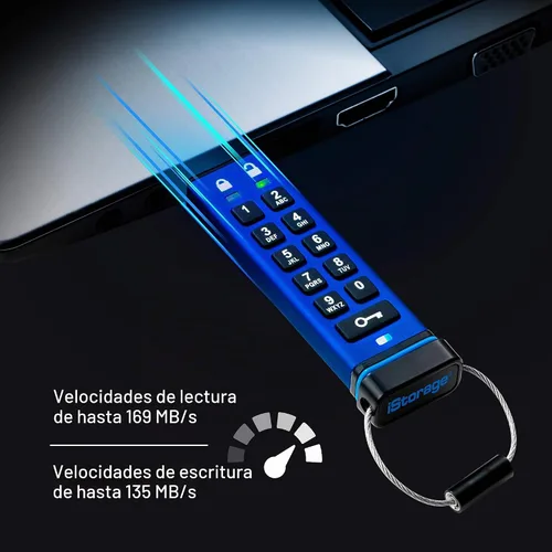 Vista 5 de iStorage datAshur PRO 4 GB Memoria USB encriptada Certificación FIPS 140-2 Nivel 3 Protegida con contraseña Resistente al polvo y al agua