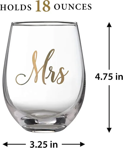 Vista 3 de Lillian Rose Copa de vino sin tallo Gold Mrs