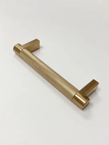 Vista 3 de Tiradores y pomos de cajones con textura moleteada de bronce champán, herrajes para gabinetes y muebles (tirador central de 3-1/2 pulgadas)