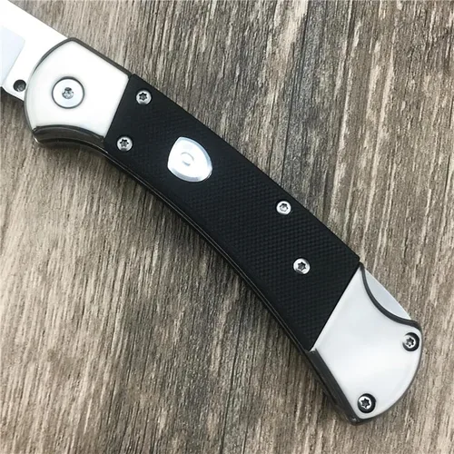 Vista 8 de Hoja de punta de clip 440C de 3 pulgadas, mango negro G10, navaja plegable con bloqueo trasero, herramienta EDC para camping, cuchillo de bolsillo