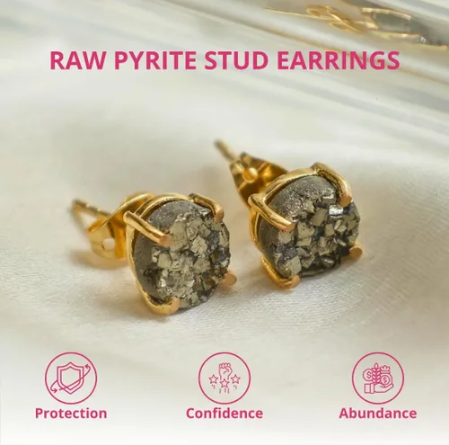 Vista 58 de Gempires Natural Raw Prong Setting Stud Earrings, 8-10 mm Crystals Earring, Handmade Jewelry, Gift for Her