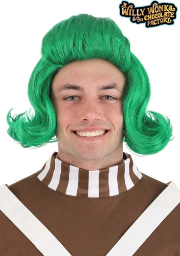 Vista 2 de Willy Wonka Oompa Loompa - Peluca verde para disfraz de trabajador de fábrica de chocolate y estándar de Halloween