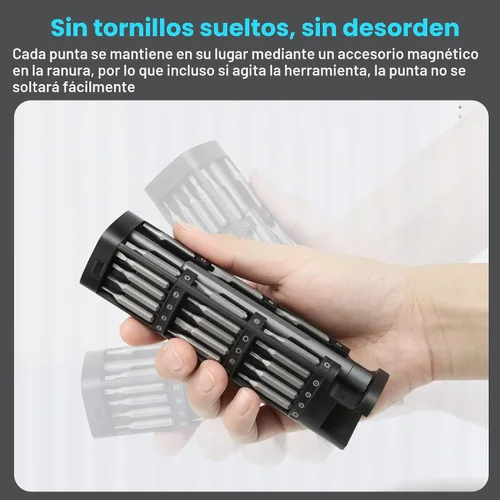 Vista 8 de Kit de destornilladores de precisión 46 en 1 con puntas magnéticas y estuche de metal, kit de herramientas de reparación compacto para teléfono