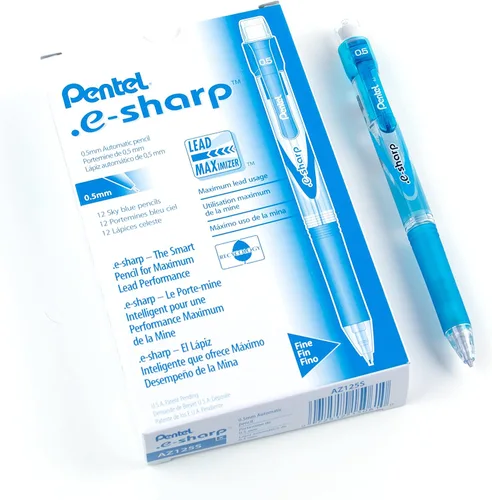 Vista 2 de Pentel e-Sharp – Lápiz mecánico de cilindro negro, caja por docena, Negro
