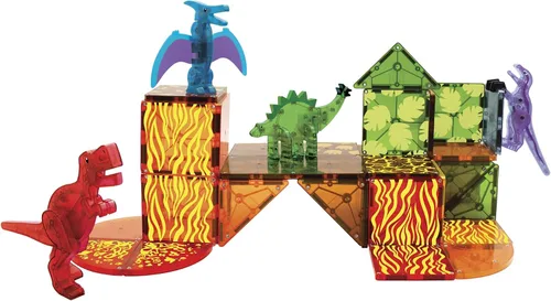 Vista 6 de MAGNA-TILES Dino World - Juego de construcción magnética de 40 piezas, la marca original de construcción magnética