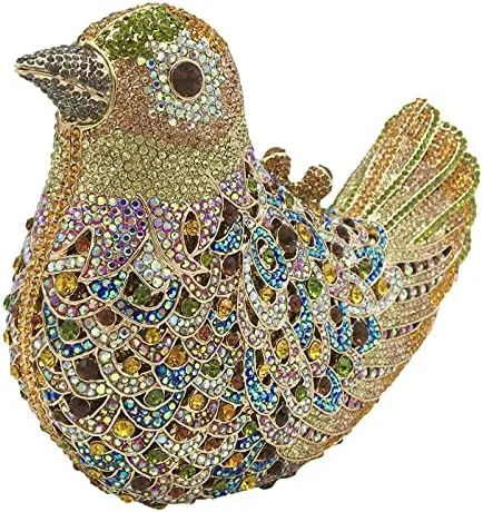 Vista 4 de Boutique De FGG Monederos de mano de cristal para mujer, elegante bolso de noche con diamantes de imitación, paloma de graduación, bolso de mano