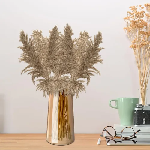 Vista 9 de Jarrón de vidrio ámbar para flores, jarrones de vidrio transparente de 6 pulgadas para centro de mesa, jarrón moderno de estilo bohemio para boda