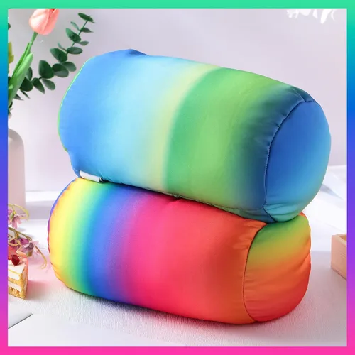 Vista 3 de Barydat 2 almohadas de microcuentas de microcuentas para el cuello de 11.4 x 6.3 pulgadas, soporte corporal, almohada cilíndrica de microcuentas