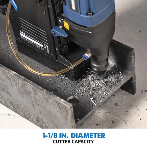 Vista 2 de Evolution Taladro magnético industrial resistente de 1-1/8 pulgadas con funda de transporte – S28MAG