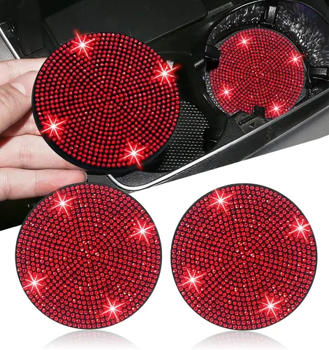 Vista 25 de NBTEPEM 2 posavasos de auto con diamantes de imitación, 2.75 pulgadas, antideslizantes, a prueba de golpes, universal, a la moda, para auto