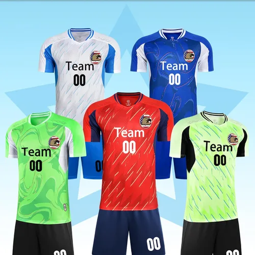 Vista 4 de Camisetas de fútbol personalizadas para niños, hombres y mujeres, camiseta y pantalones cortos de fútbol personalizados, uniformes de fútbol