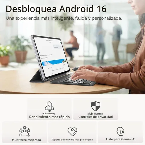 Vista 3 de Tablet de 11 pulgadas, tableta Android 16 con teclado, mouse y lápiz capacitivo, gris Octa-Core Gemini AI, 20GB RAM + 128GB ROM, 90Hz IPS