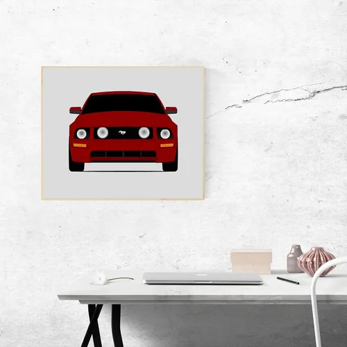 Vista 9 de Custom Car Posters Póster hecho a mano compatible con Ford Mustang GT (2005-2009) S197, decoración de pared, impresión metálica de 8 x 10 pulgadas