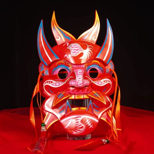 Vista 4 de Máscaras de terror coloridas para arte hecho a mano Máscara de Halloween Cosplay Negro