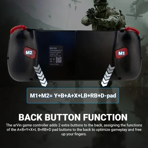 Vista 3 de arVin Mando móvil para juegos para iPhone iOS Android PC, Joystick inalámbrico para iPhone 14131211, iPad, MacBook, Samsung Galaxy S22S21S20, TCL