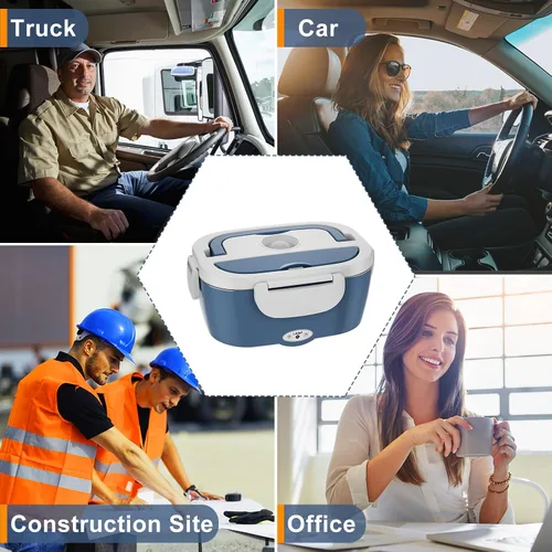 Vista 6 de Fiambrera eléctrica Akhia para adultos, lonchera con calentamiento rápido de 80 W para automóvil/camión/oficina/viajes con contenedor de acero