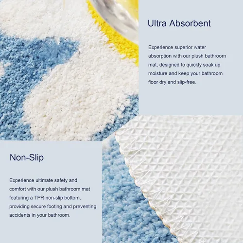 Vista 3 de YRXRUS Alfombra de baño de flores, alfombra de baño azul, tapetes de baño de belleza, alfombra de baño de microfibra ultrasuave, alfombra de flores