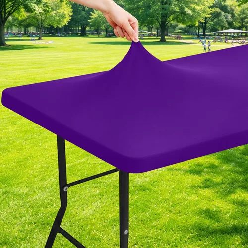 Vista 36 de Moosfor Mantel rectangular de elastano de 4 pies, manteles elásticos ajustables para pícnic, funda elástica y lavable para mesa de patio para Azul