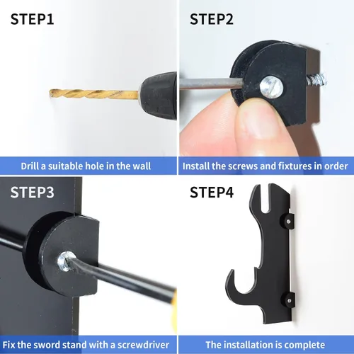Vista 6 de Soporte de pared para katana - Soporte de espada de plexiglás negro - Soporte para espada samurái