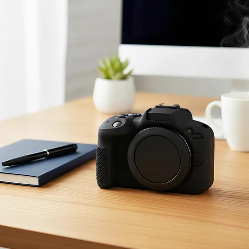 Vista 5 de Funda protectora para cámara compatible con Canon EOS R50 EOSR50, bolsa de silicona de ajuste personalizado, almacenamiento compacto y ligero (negro)