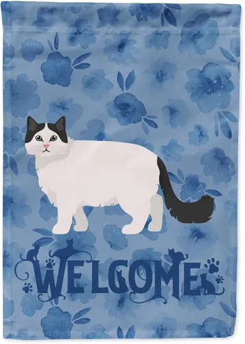 Vista 53 de Caroline's Treasures CK4813CHF - Bandera de bienvenida con gato abisinio azul, manga grande, para porche, para colgar en la pared, poliéster