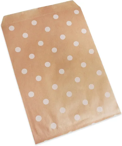Vista 4 de CuteBox Bolsas de regalo de papel plano blanco con lunares (5 x 7 pulgadas) para mercancía, manualidades, recuerdos de fiesta, venta al por menor