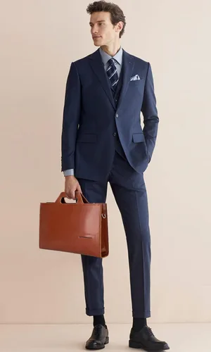 Vista 2 de PIJUSHI Maletín de piel auténtica para hombres y mujeres, bolso delgado para laptop para negocios