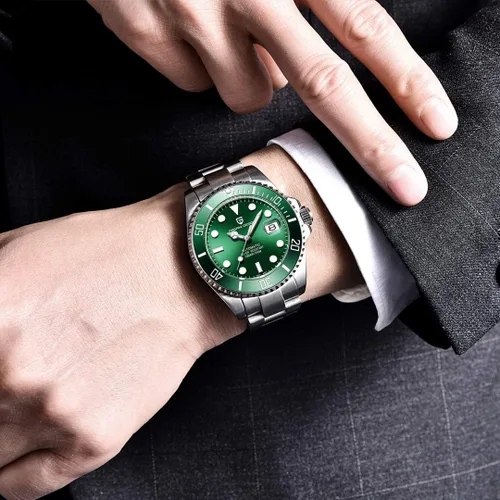 Vista 5 de Pagani Design - Reloj clásico mecánico de movimiento japonés automático, impermeable, de acero inoxidable para hombre, Verde