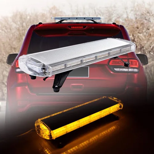 Vista 4 de CORP Set ámbar de 30 pulgadas 56 LED techo superior y 8 x 6 LED ultra delgado emergencia advertencia peligro advertencia barra de luz estroboscópica