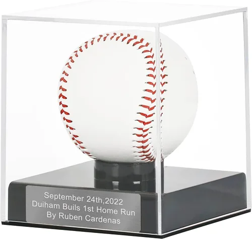 Vista 9 de Vitrina de béisbol con grabado, caja de almacenamiento de acrílico con protección UV, soporte negro, regalo perfecto para el día de San Valentín