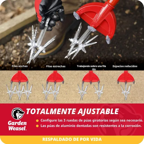 Vista 6 de Garden Weasel Cultivador Rotativo y Labrador Manual - 2 en 1 Aireación, Desmalezado, Cultivo, Plantación, Resembrado Herramienta de Jardín