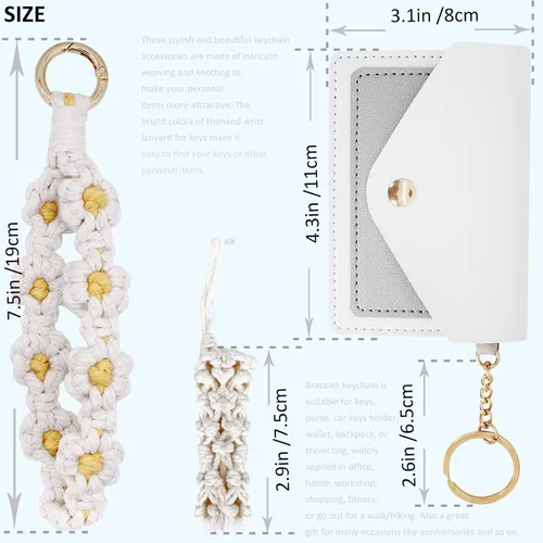 Vista 2 de BIHRTC Llavero de pulsera boho con soporte para lápiz labial, pulsera hecha a mano