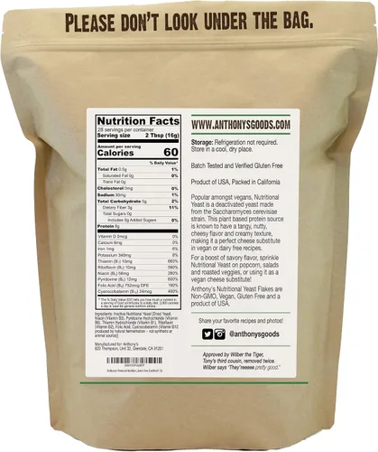 Vista 7 de Anthony's Proteína de guisante premium de 2 libras y copos de levadura nutricionales 1 libra