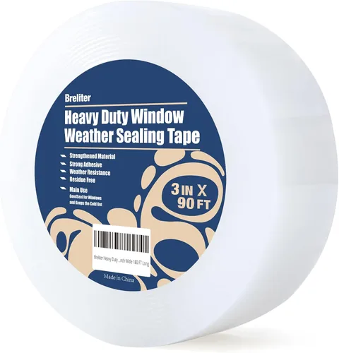 Vista 9 de Breliter Cinta adhesiva transparente para ventanas de alta resistencia - Cinta adhesiva transparente para ventanas para invierno y aislamiento