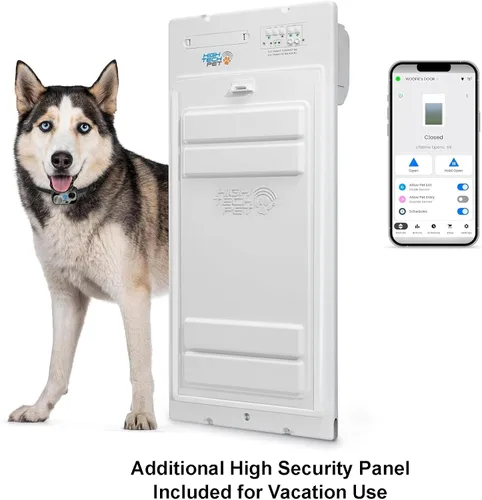 Vista 8 de Puerta enrollable automática Power Pet de la marca High Tech Pet - Panel motorizado enrollable para mascotas, control manual y de aplicación WiFi